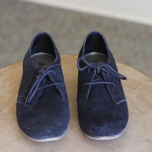 Black suede tie shoes for women